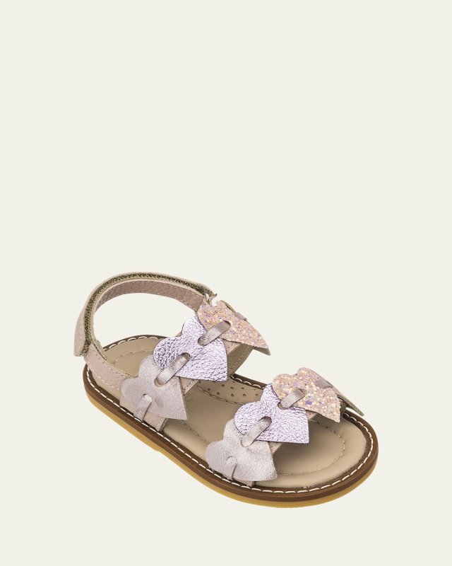 Girl's Cuore Heart Leather Sandals, Kids